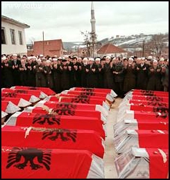 Ethnic Kosovo Albanians praying
