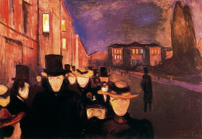 Munch, "Karl Johan Caddesinde Akşam, " Oslo (1892) 