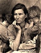 ABD, 1930’lar, ‘Büyük Çöküntü’ sırasında bir anne ve çocukları 